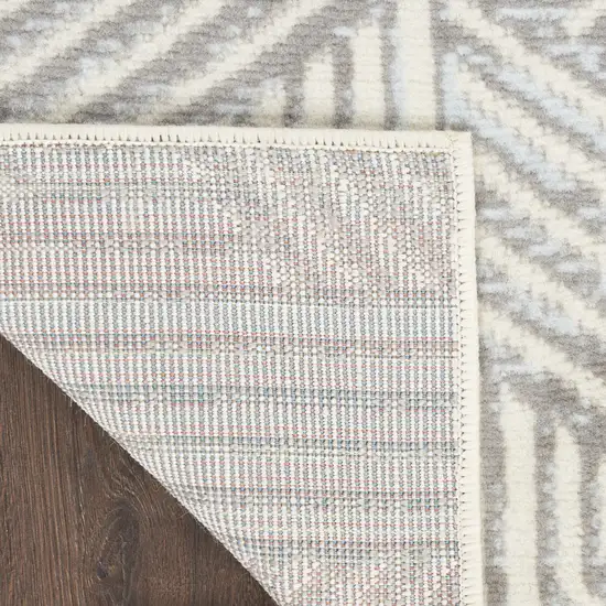 Gray and Ivory Geometric Power Loom Area Rug Photo 9