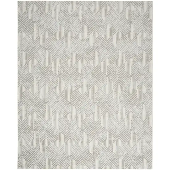 Gray and Ivory Geometric Power Loom Area Rug Photo 8