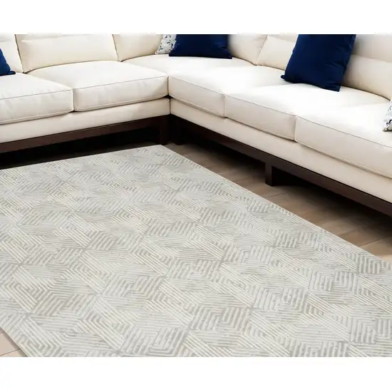 Gray and Ivory Geometric Power Loom Area Rug Photo 1