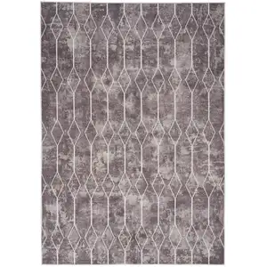 Photo of Gray and Ivory Geometric Power Loom Area Rug