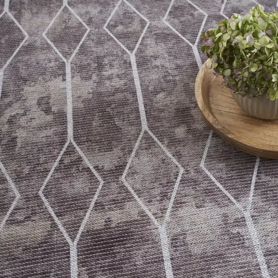 Gray and Ivory Geometric Power Loom Area Rug Photo 9