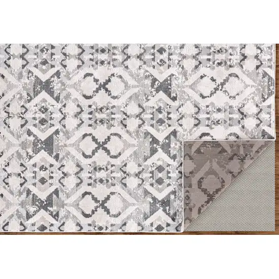 Gray and Ivory Geometric Power Loom Area Rug Photo 4