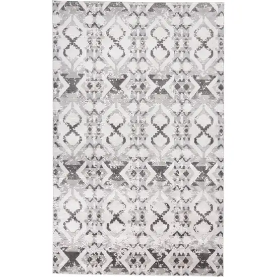 Gray and Ivory Geometric Power Loom Area Rug Photo 1