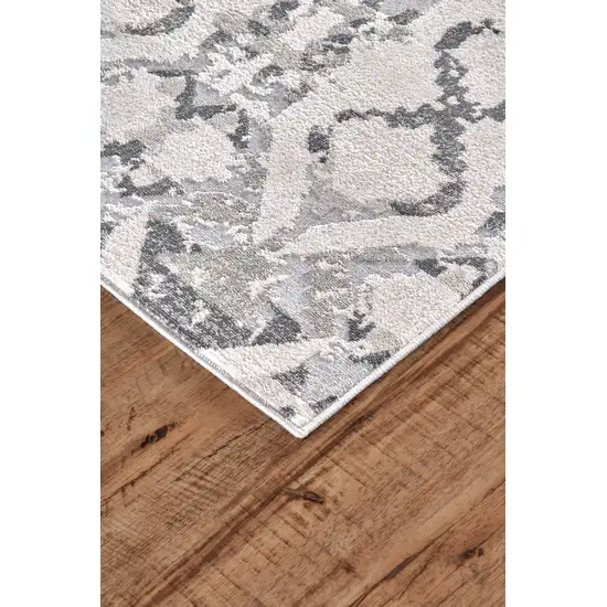 Gray and Ivory Geometric Power Loom Area Rug Photo 3