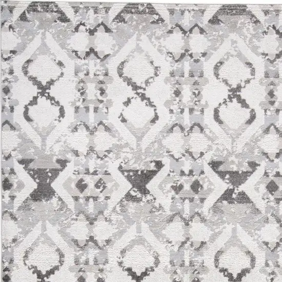 Gray and Ivory Geometric Power Loom Area Rug Photo 6