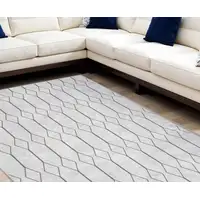 Photo of Gray and Ivory Geometric Power Loom Distressed Washable Area Rug