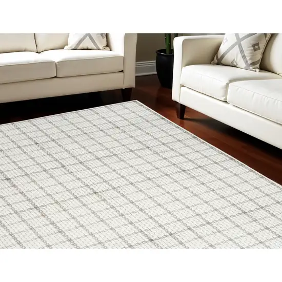 Gray and Ivory Geometric Power Loom Washable Non Skid Area Rug Photo 1