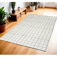 Photo of Gray and Ivory Geometric Power Loom Washable Non Skid Area Rug