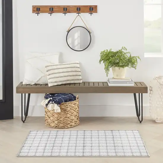 Gray and Ivory Geometric Power Loom Washable Non Skid Area Rug Photo 6