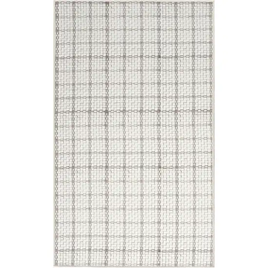 Gray and Ivory Geometric Power Loom Washable Non Skid Area Rug Photo 2