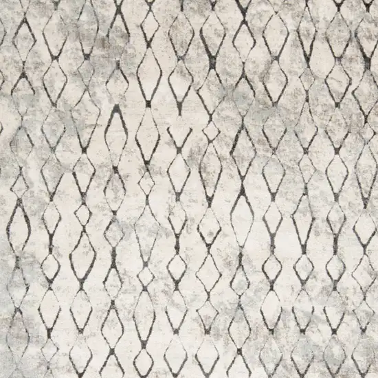 Gray and Ivory Geometric Power Loom Worn Faded Area Rug Photo 9