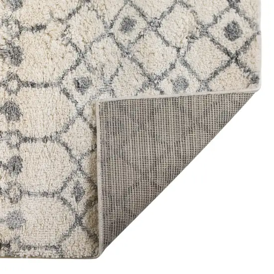 Gray and Ivory Geometric Shag Area Rug Photo 2