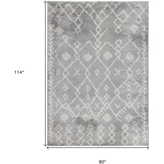 Gray and Ivory Geometric Shag Area Rug Photo 6