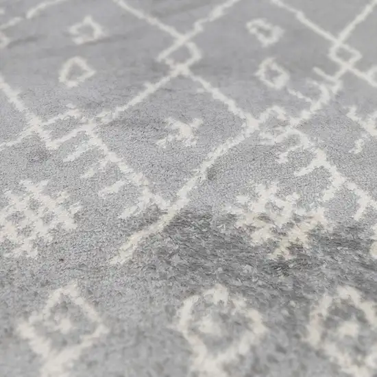 Gray and Ivory Geometric Shag Area Rug Photo 9