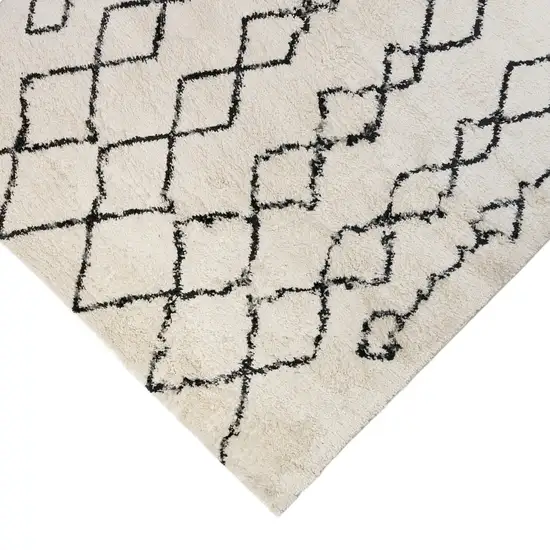 Gray and Ivory Geometric Shag Area Rug Photo 4