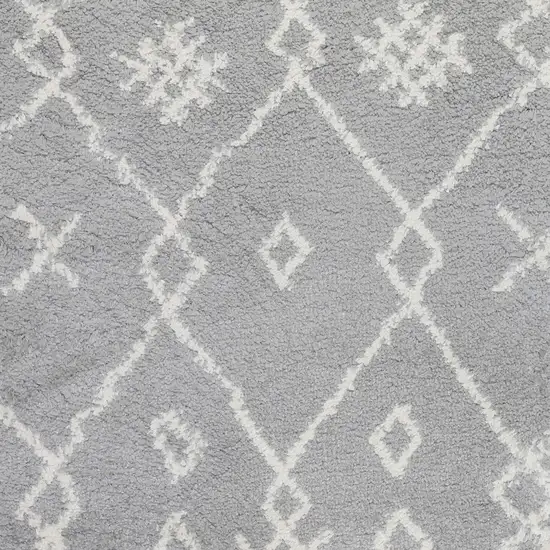 Gray and Ivory Geometric Shag Area Rug Photo 7