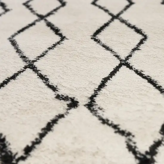 Gray and Ivory Geometric Shag Area Rug Photo 8