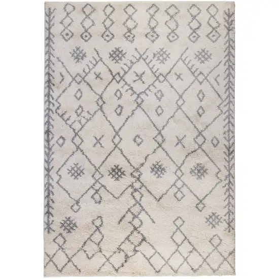 Gray and Ivory Geometric Shag Area Rug Photo 1