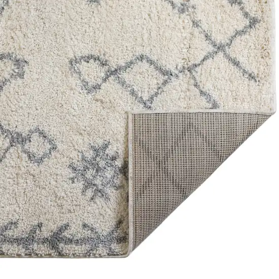 Gray and Ivory Geometric Shag Area Rug Photo 4