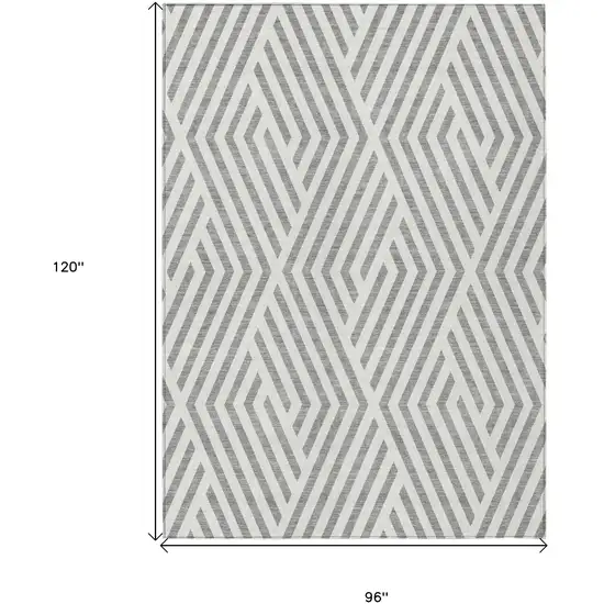 Gray and Ivory Geometric Washable Non Skid Indoor Outdoor Area Rug Photo 3