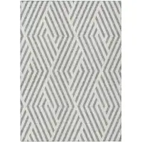 Photo of Gray and Ivory Geometric Washable Non Skid Indoor Outdoor Area Rug