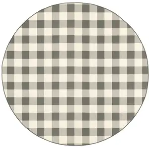 Photo of Gray and Ivory Gingham Indoor Outdoor Area Rug