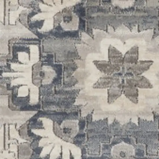 Gray and Ivory Medallion Power Loom Area Rug Photo 7