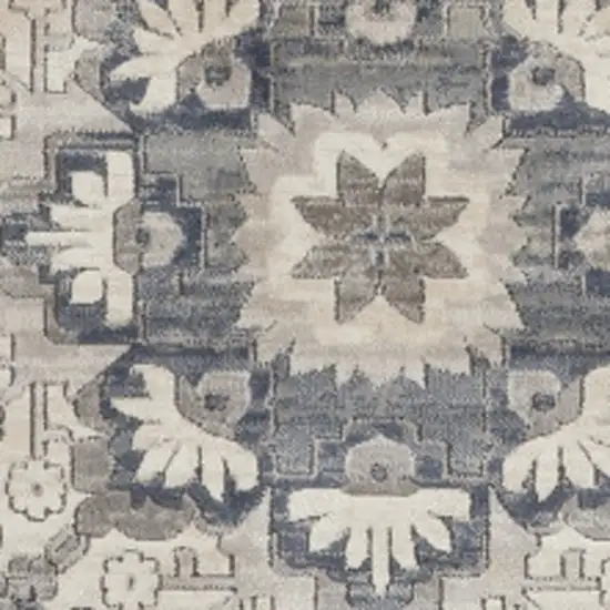 Gray and Ivory Medallion Power Loom Area Rug Photo 8