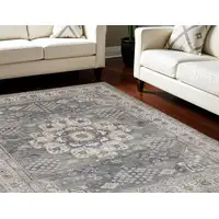 Photo of Gray and Ivory Medallion Power Loom Area Rug