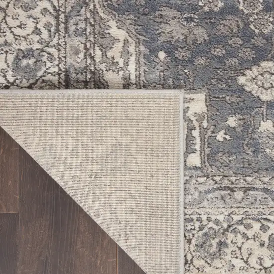 Gray and Ivory Medallion Power Loom Area Rug Photo 9