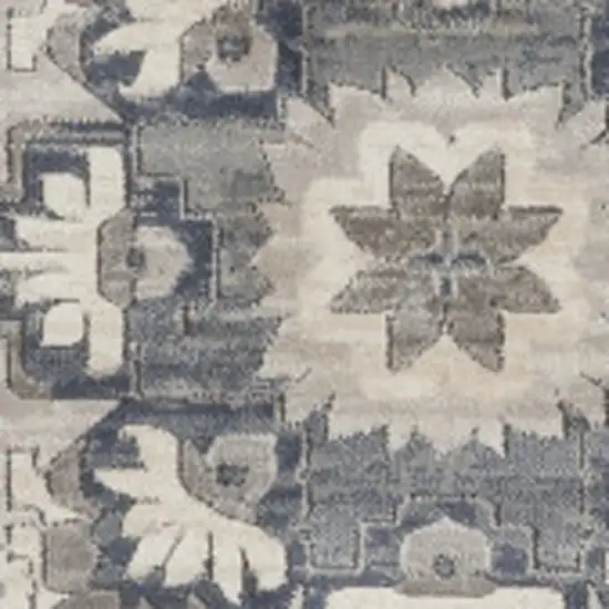 Gray and Ivory Medallion Power Loom Area Rug Photo 5