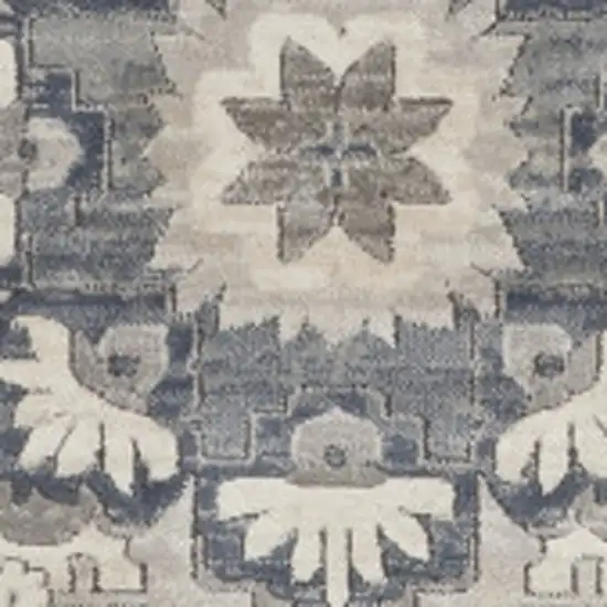 Gray and Ivory Medallion Power Loom Area Rug Photo 8