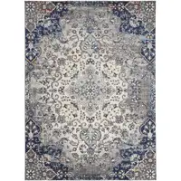 Photo of Gray and Ivory Medallion Power Loom Distressed Area Rug