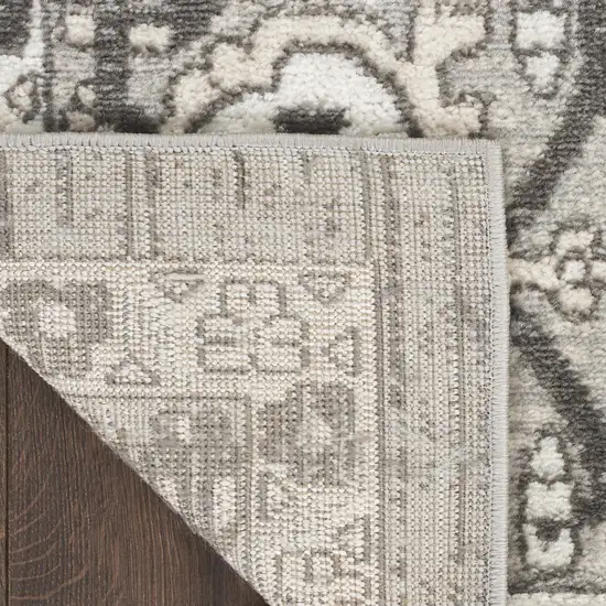 Gray and Ivory Medallion Power Loom Distressed Area Rug Photo 9