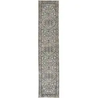 Photo of Gray and Ivory Medallion Power Loom Distressed Runner Rug