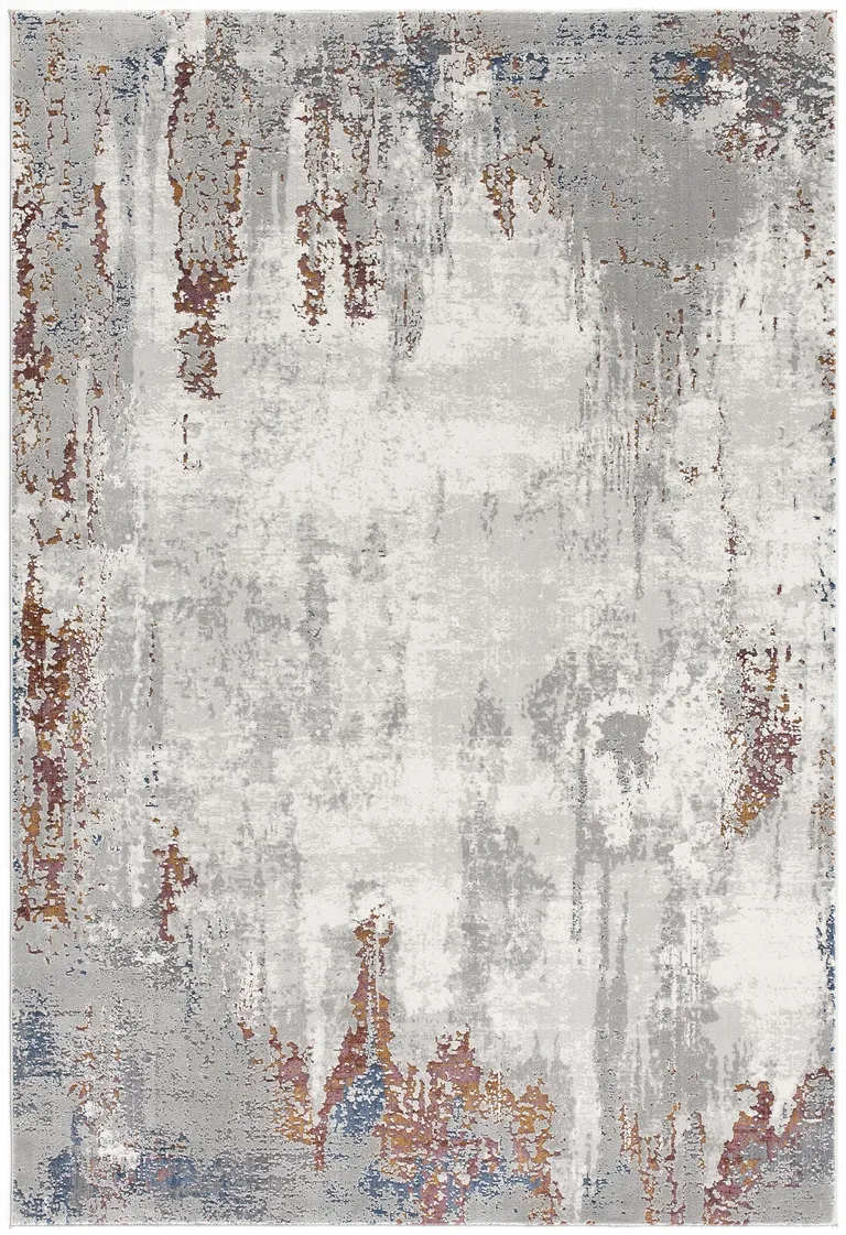 Gray and Ivory Modern Abstract Area Rug Photo 5