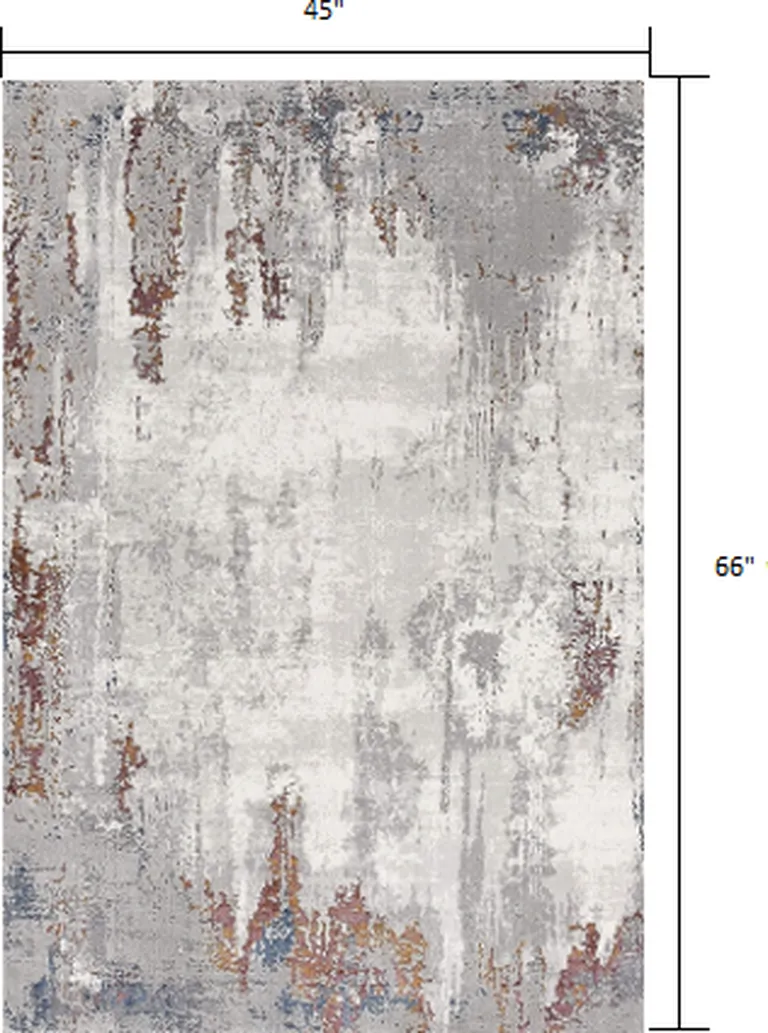 Gray and Ivory Modern Abstract Area Rug Photo 2