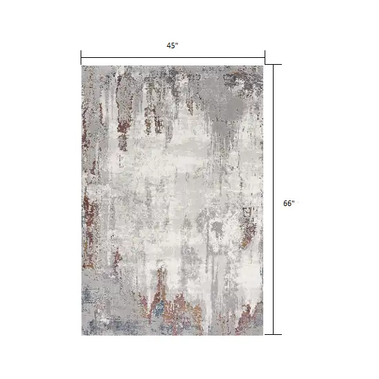 Gray and Ivory Modern Abstract Area Rug Photo 2