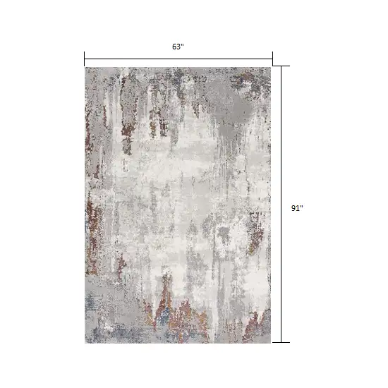 Gray and Ivory Modern Abstract Area Rug Photo 2