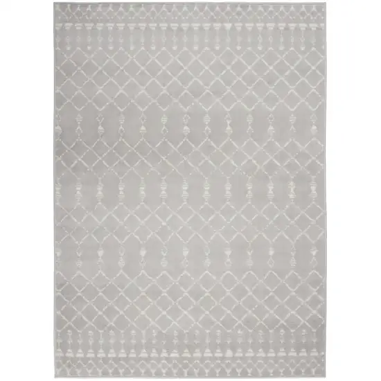 Gray and Ivory Moroccan Distressed Non Skid Area Rug Photo 2