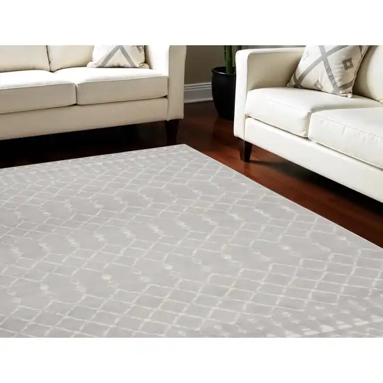 Gray and Ivory Moroccan Distressed Non Skid Area Rug Photo 1