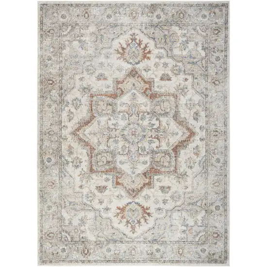 Gray and Ivory Moroccan Power Loom Washable Area Rug Photo 2