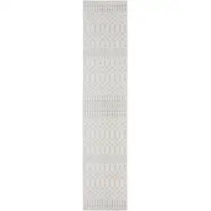 Photo of Gray and Ivory Moroccan Power Loom Washable Runner Rug