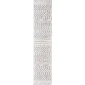 Photo of Gray and Ivory Moroccan Power Loom Washable Runner Rug