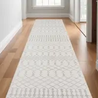 Photo of Gray and Ivory Moroccan Power Loom Washable Runner Rug