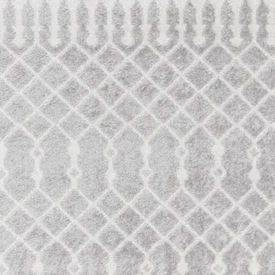 Gray and Ivory Moroccan Power Loom Washable Runner Rug Photo 6