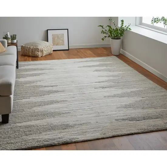 Gray and Ivory Ombre Hand Woven Area Rug Photo 8