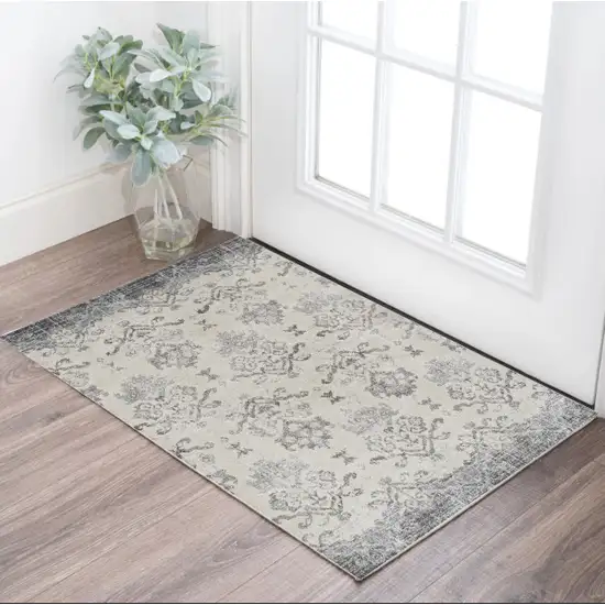 Gray and Ivory Oriental Area Rug Photo 1