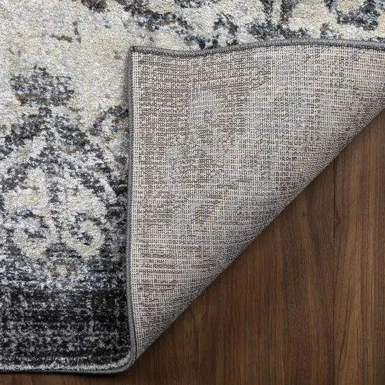 Gray and Ivory Oriental Area Rug Photo 6