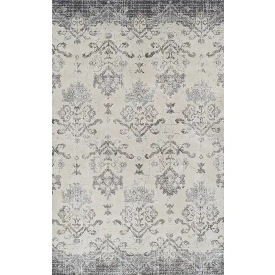 Gray and Ivory Oriental Area Rug Photo 2